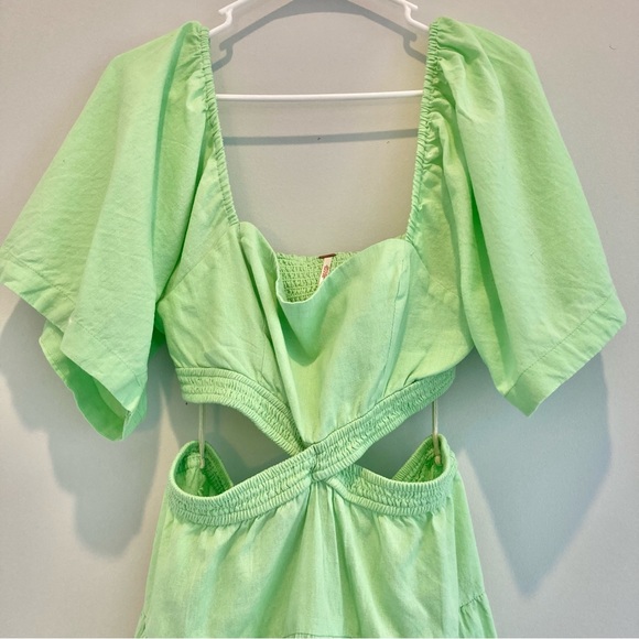 NWT Free People Women’s Cross Of Sunlight Mini Lime Dress Size Large - Picture 8 of 12